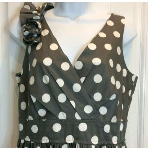 Signature By Robbie Bee Retro 50s Vintage Gray and White Fit And Flare Dress